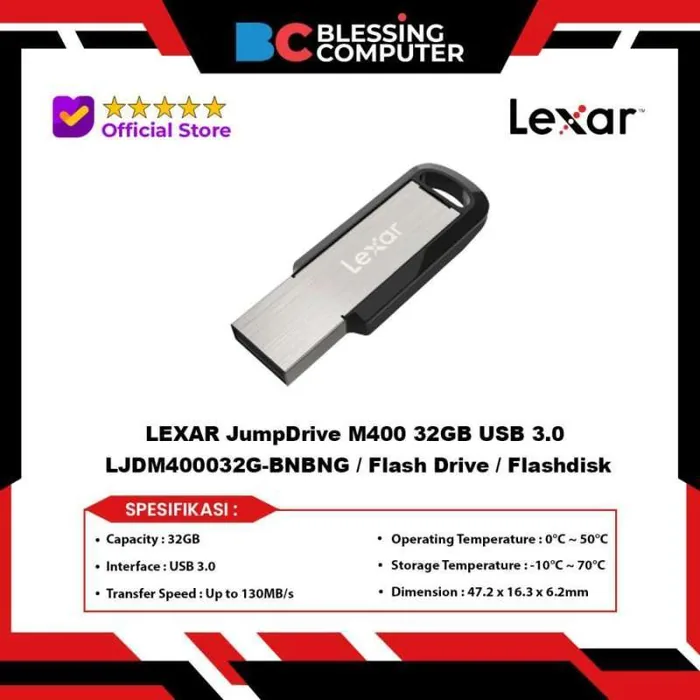 Lexar Jumbdrive M400 64GB USB 3.0 Flash Drive 130MB / S